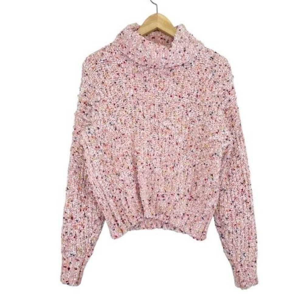 IT’S OUR TIME Speckled Knit Cowl Neck Sweater Size Medium NWT